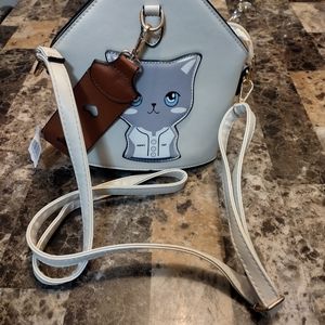 Happy Cat Beige Leather Purse